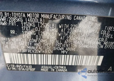 2014 Toyota Rav4 Xle from USA, damaged, VIN 2T3RFREV2EW149124